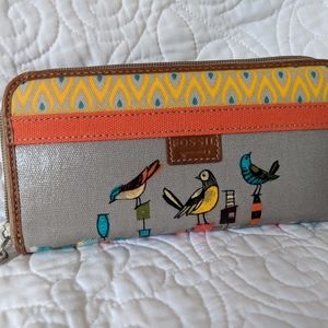 Fossil keeper clutch wallet bird - NWT